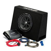 Kicker 44KKP210 10″ Slim Enclosure With Amp and Wiring Kit