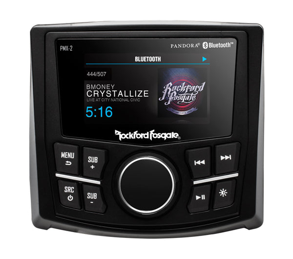 Rockford Fosgate PMX-2 Punch Marine Compact AM/FM/WB Digital Media Receiver 2.7" Display